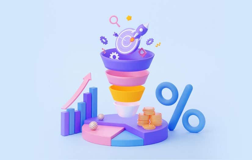 Embudo de ventas – créalo conmigo paso a paso 2 publicidad-marketing-redes-sociales-funnel-estadisticas-porcentuales-cohete_499459-592